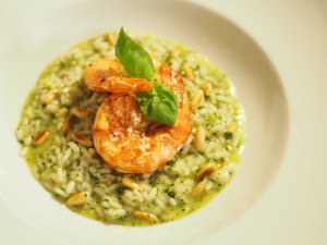garnele mit basilikumrisotto